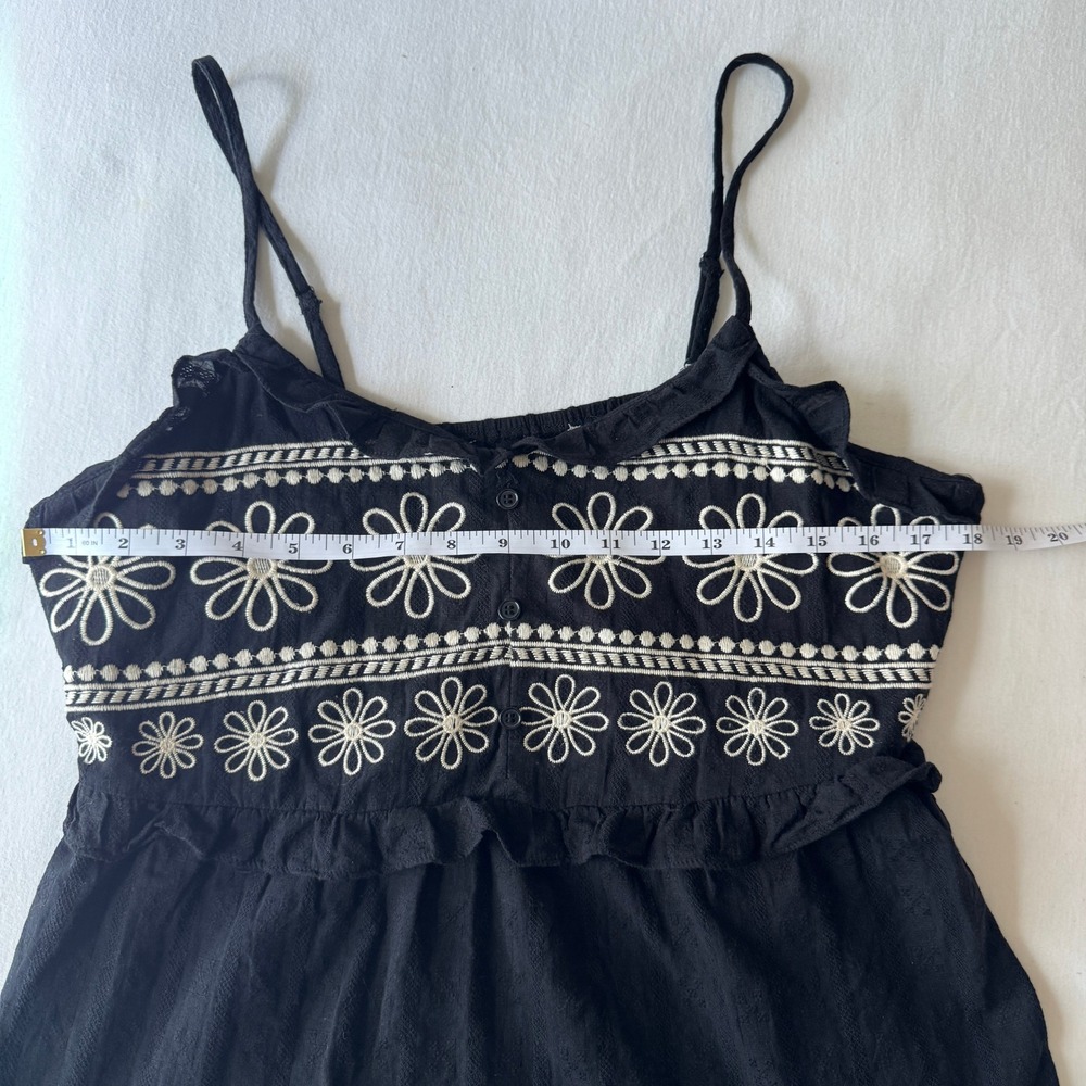 Floral Embroidered Cotton Babydoll Peplum Cami Top L Ruffle Boho Cottagecore - Picture 3 of 8